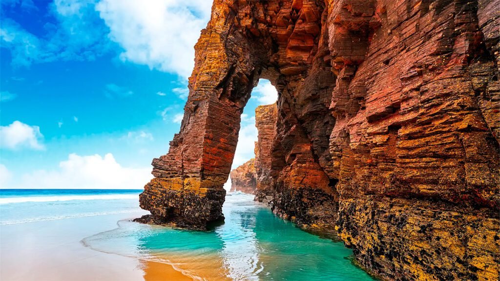 “Playa secreta en España con formaciones rocosas y aguas cristalinas”