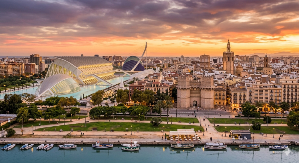 Vista de la Ciudad de las Artes y las Ciencias en Valencia durante un itinerario de 3 días