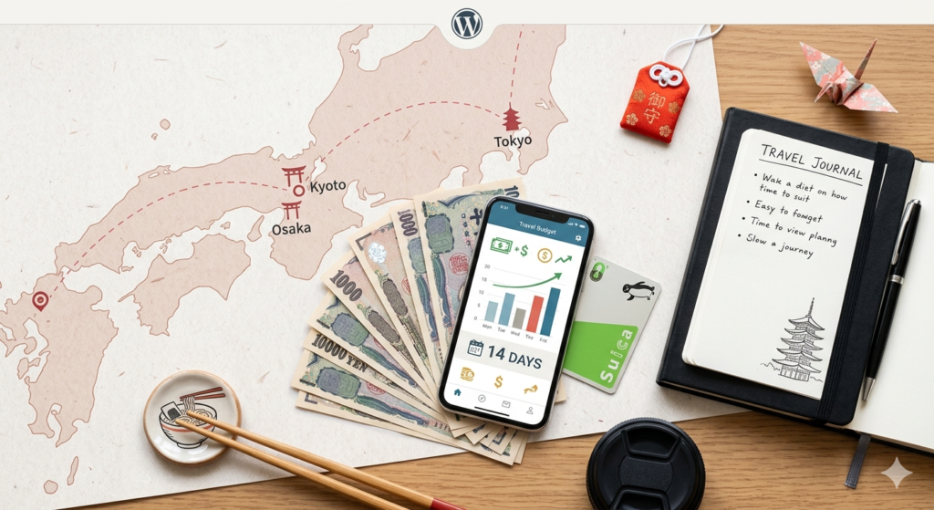 Vista del monte Fuji en Japón durante un viaje de dos semanas con presupuesto ajustado