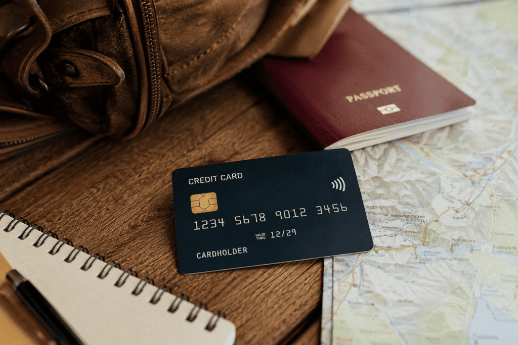 tarjeta de crédito y pasaporte para viajar
